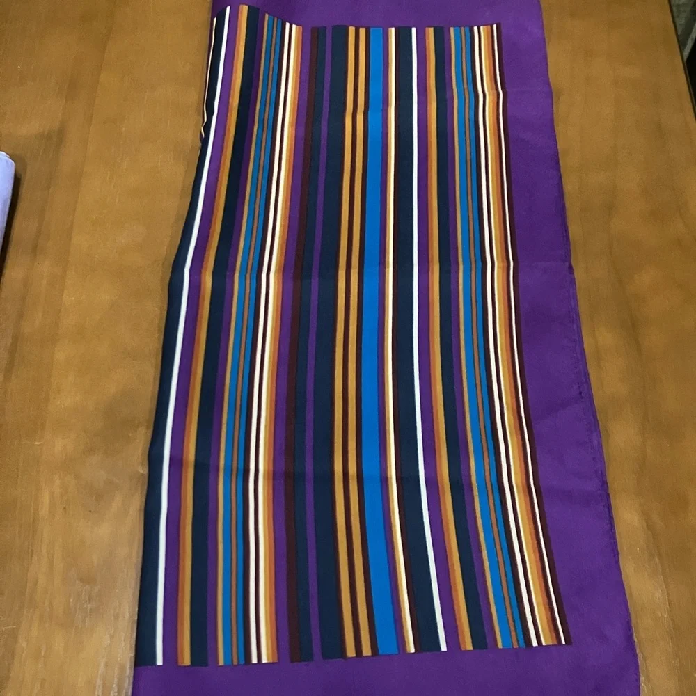 Vintage Scarf Lot of 5 in Purples and Blues Flower Power Paisley Stripes - Picture 6 of 6